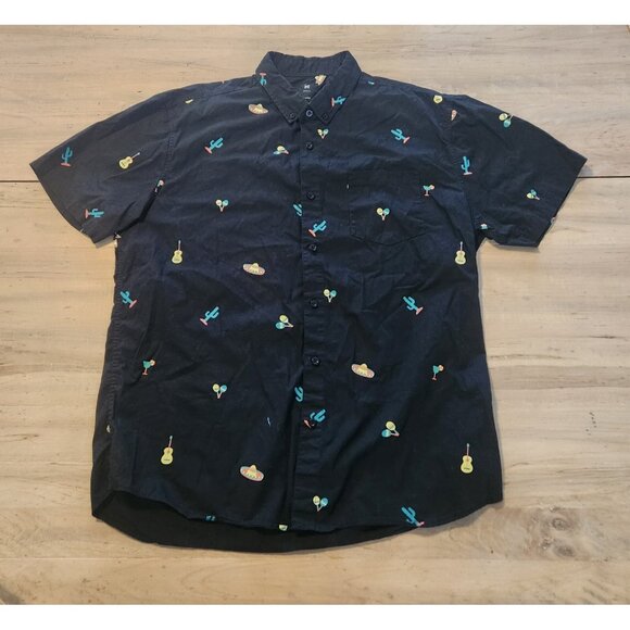 Visive Shirt Cinco De Mayo Theme Sombreros Cactus Short Sleeve Mens XL EUC - Picture 8 of 11